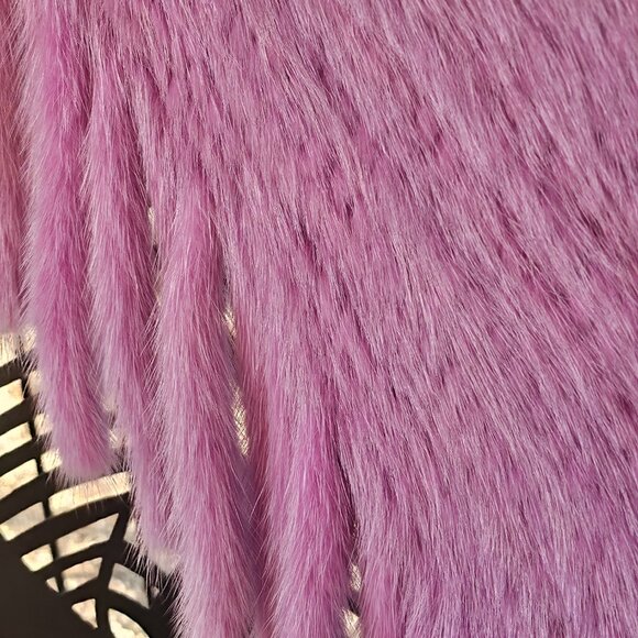 Real Fur Lavender Color Knitted Scarf Shawl - Picture 5 of 8